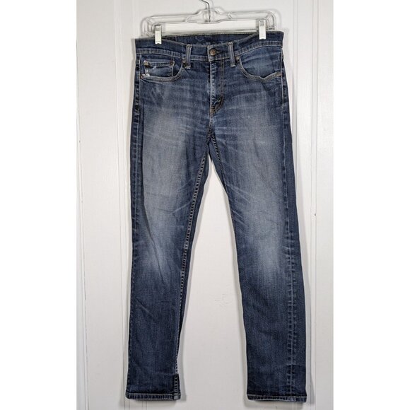Levi's Jeans Men's 31x32 511 Skinny Denim Cotton Blend Blue Dark Wash Faded Knee - Picture 1 of 4